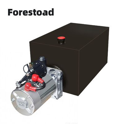 Unidade de energia hidráulica Forestoad 10 Quart Bomba hidráulica de ação única 12V/DC para elevação de carro de reboque basculante, conector SAE#6, taxa de fluxo de 2 GPM, pressão de alívio máxima de 3200 PSI, reservatório de metal 2,5 galões